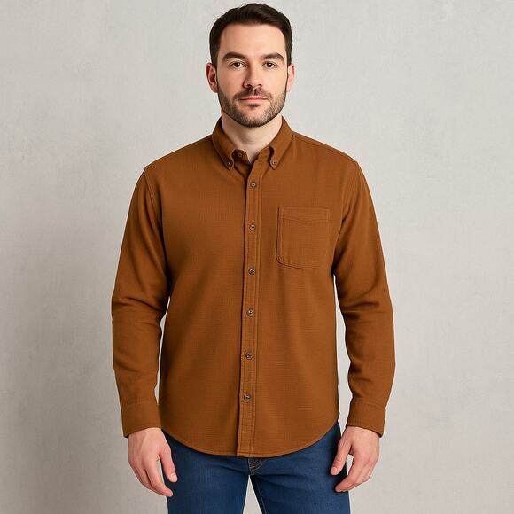 Banana Republic Men’s Brown Cotton Button-Down • Standard Fit • Size L - Picture 3 of 6